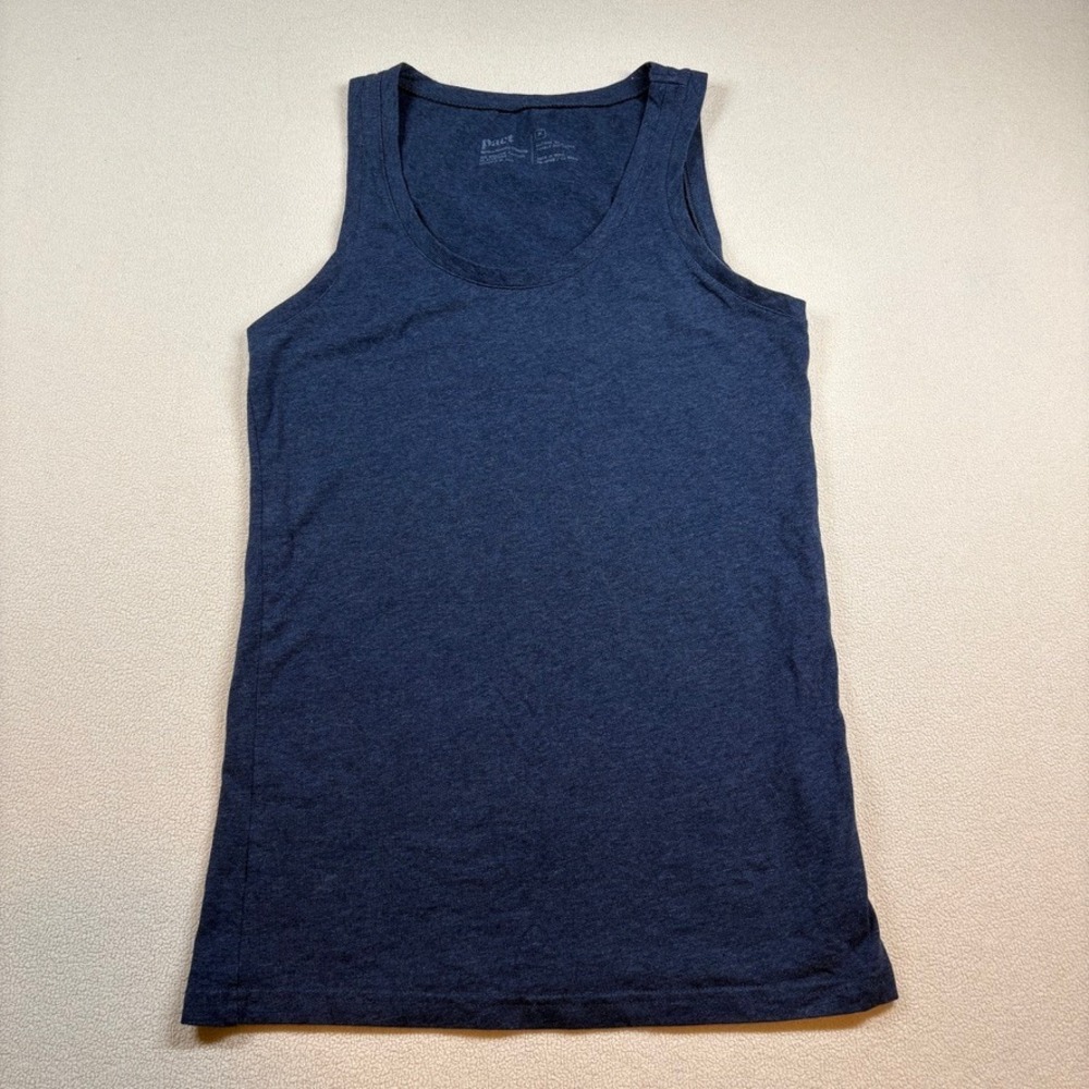 Pact Organic Cotton Tank Top Navy Blue Scoop Neck Size Med Minimal Staple Layer